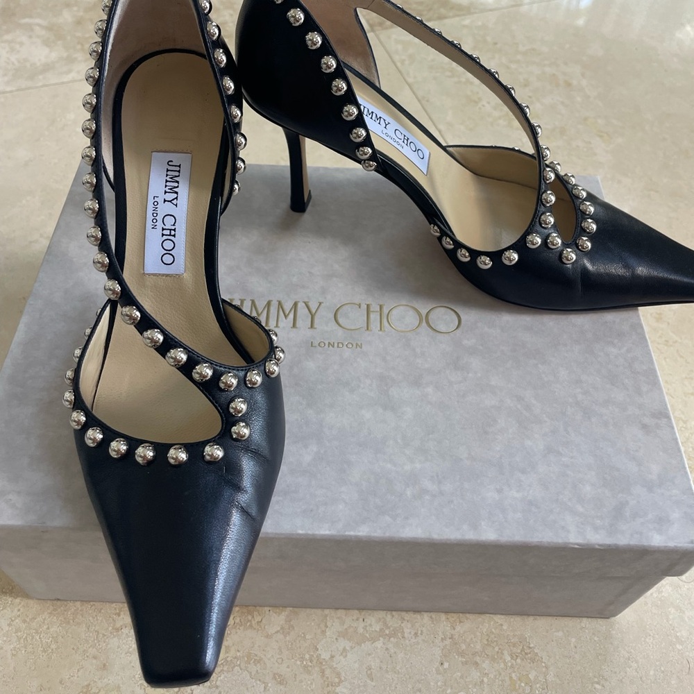 Jimmy Choo ros 65 black leather mules